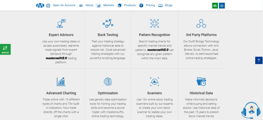 A Screenshot which shows the information about Master Swift 2.0 trading software in the Master trust website