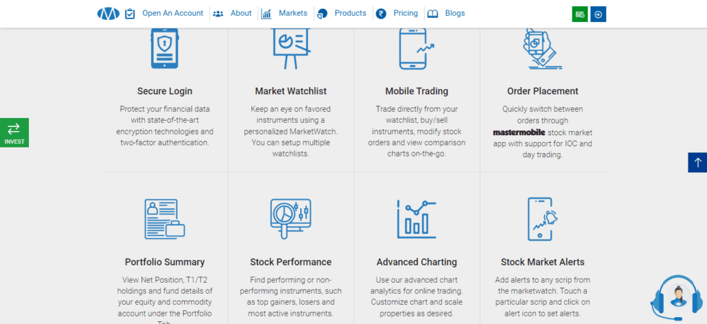 A Screenshot which shows the information about Master Mobile Trading platforms in the Master trust website