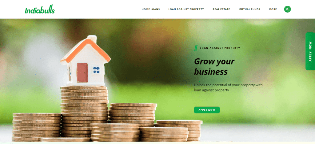 A Screenshot of Loan against property section in the Indiabulls shubhwebsite