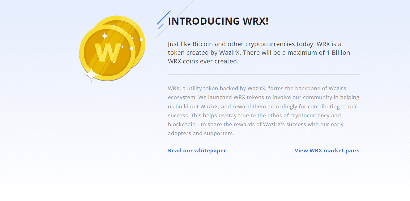 WazirX crypto coins section shown on the WazirX Broker website