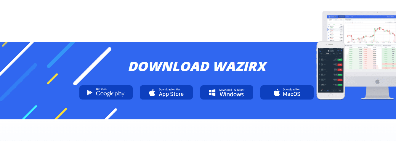 The screenshot of trading platforms from the Home page of the WazirX