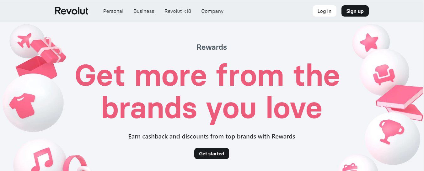 A Screenshot that shows the information about the Reward section on the Revolut website