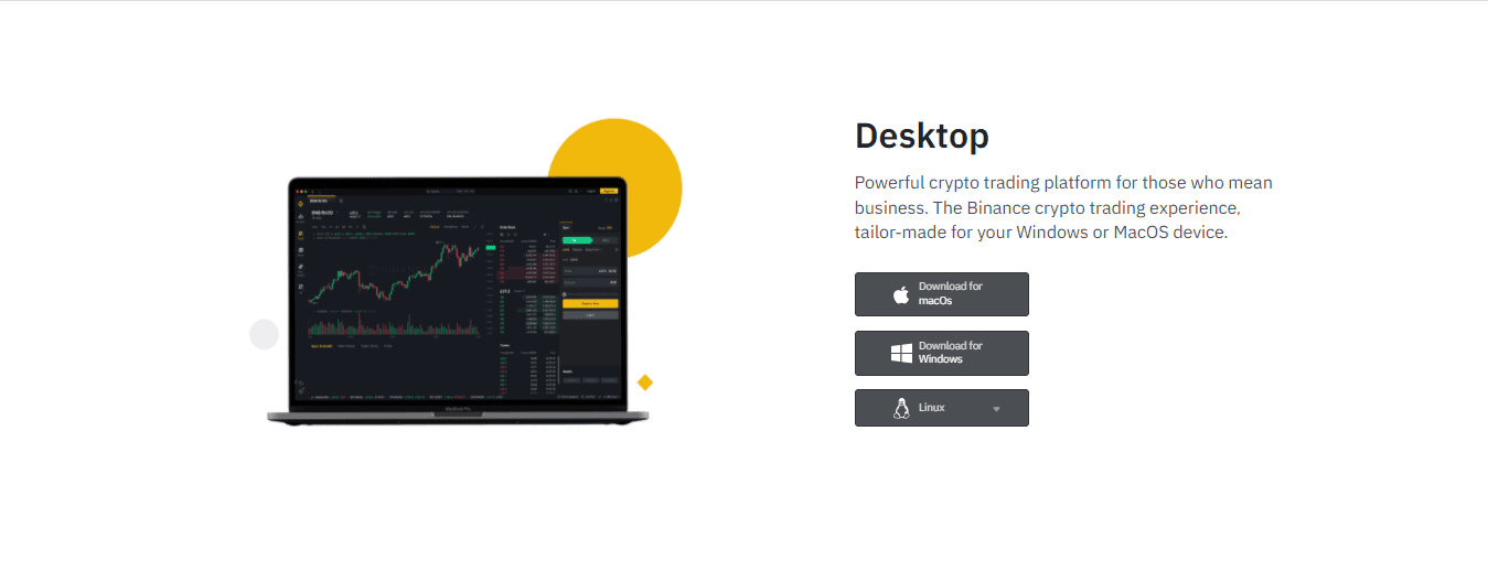 The screenshot of the Home page of the Desktop trading platform on the Binance broker website