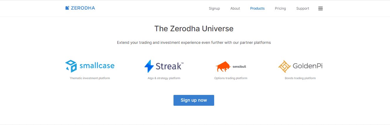 A screenshot of Zerodha’s Partner platforms on the Zerodha broker website