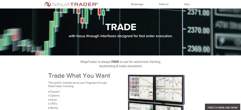 The screenshot of the home page which shows the Assets of the Ninja Trader website