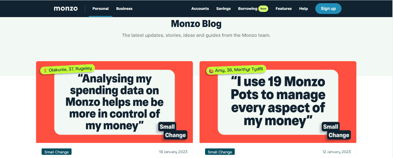 A screenshot that shows the information about the Refer a friend section on the Monzo website