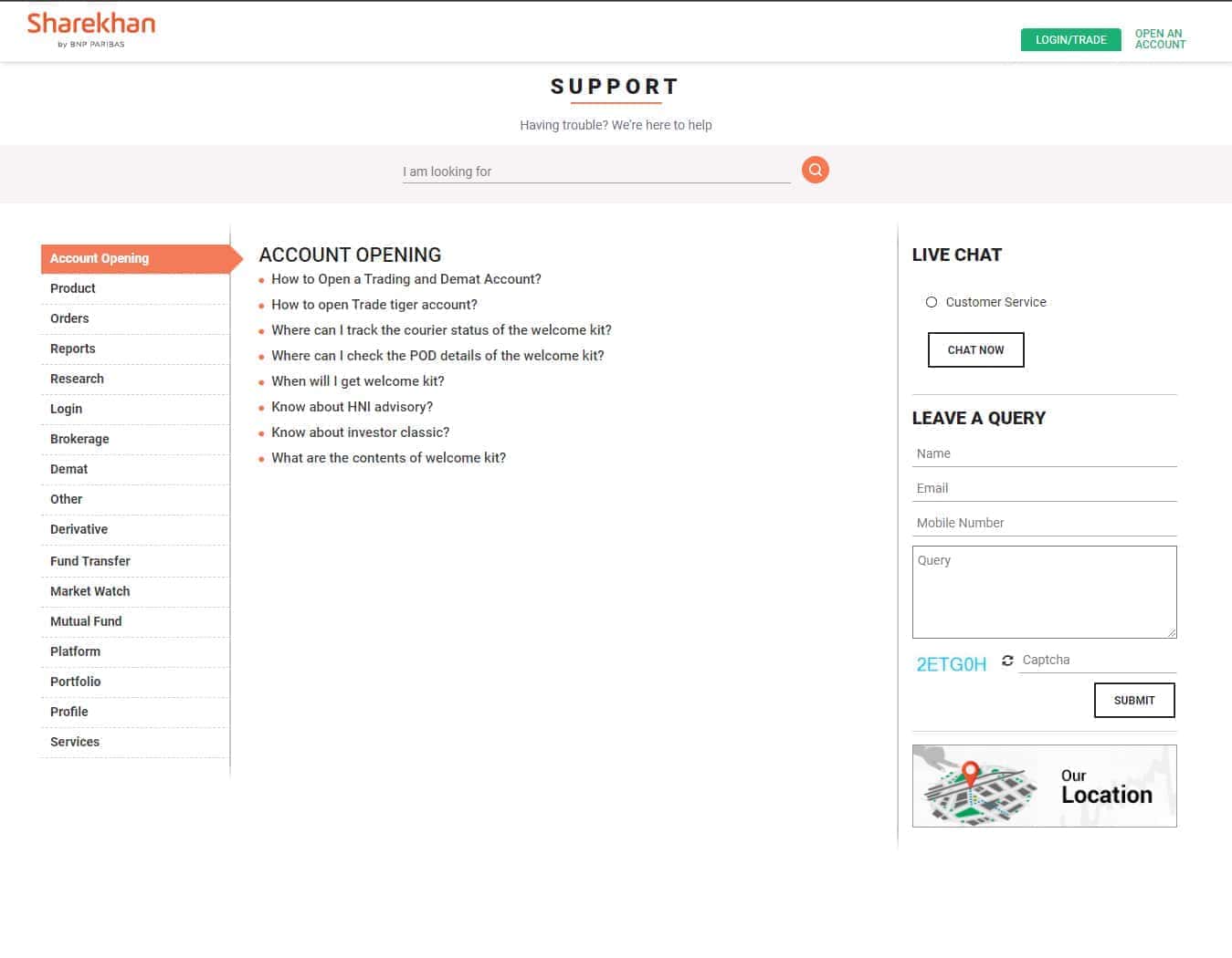 A Screenshot that shows the information about the Education section on the Sharekhan website